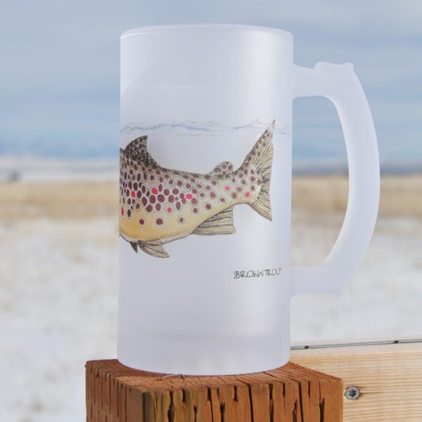 Swimming Brown Trout | Frosted Mug | Jeff Currier - Image 2