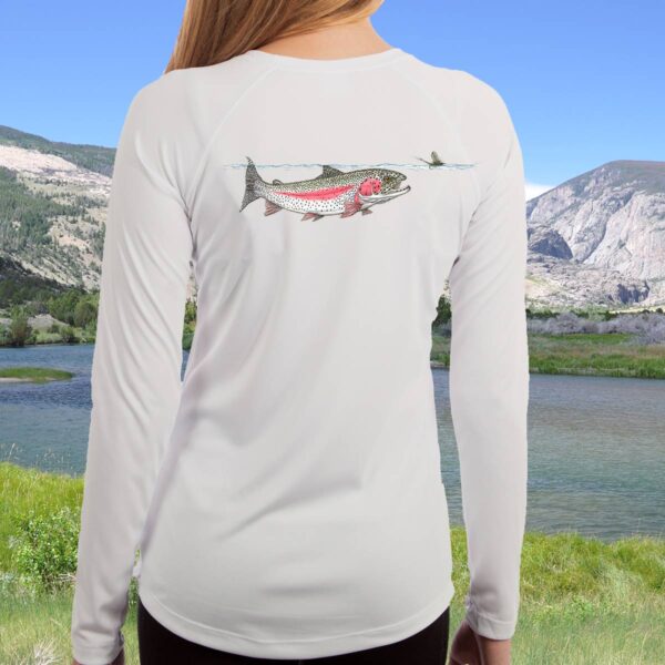 Swimming Rainbow Trout | Ladies Solar Long Sleeve Shirt - Image 3